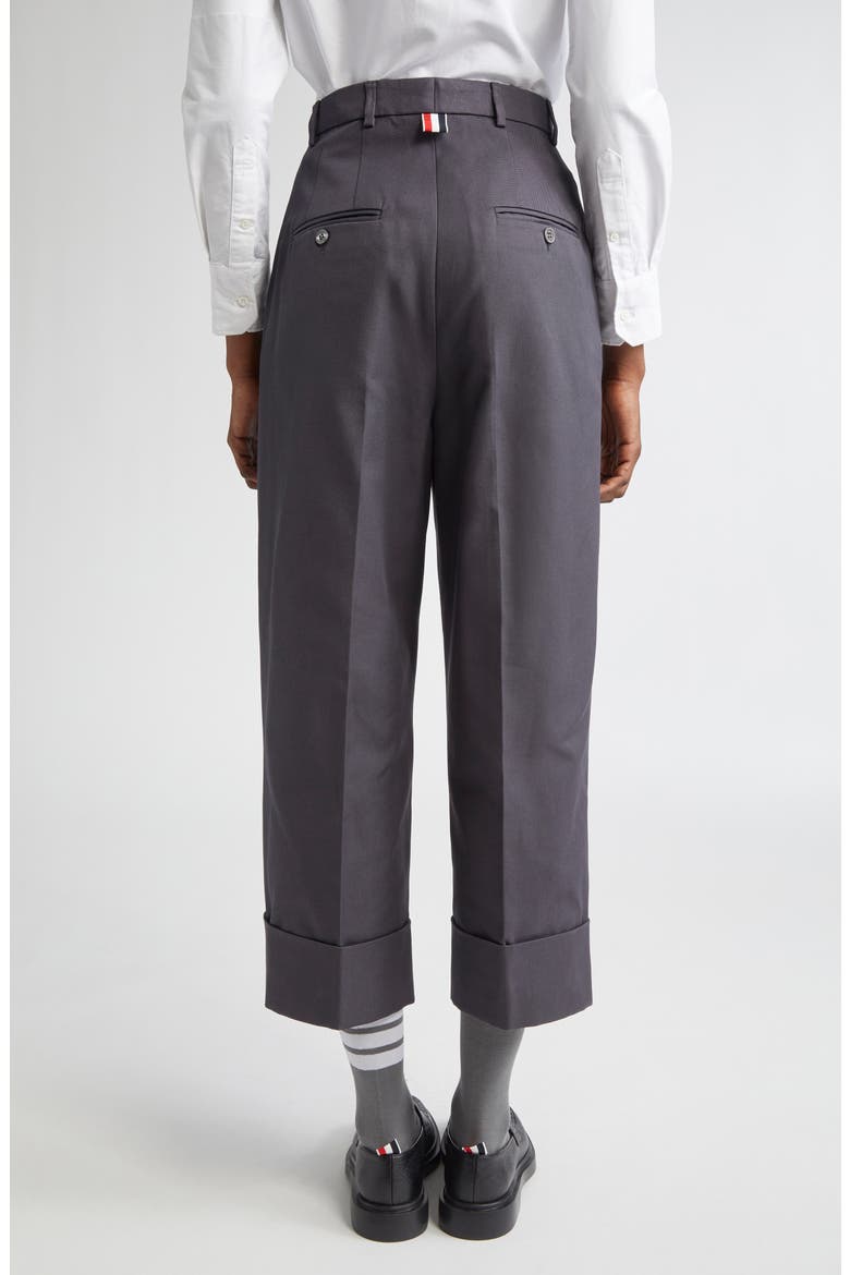 High Waist Straight Leg Cotton Canvas Crop Pants, Alternate, color, DARK GREY