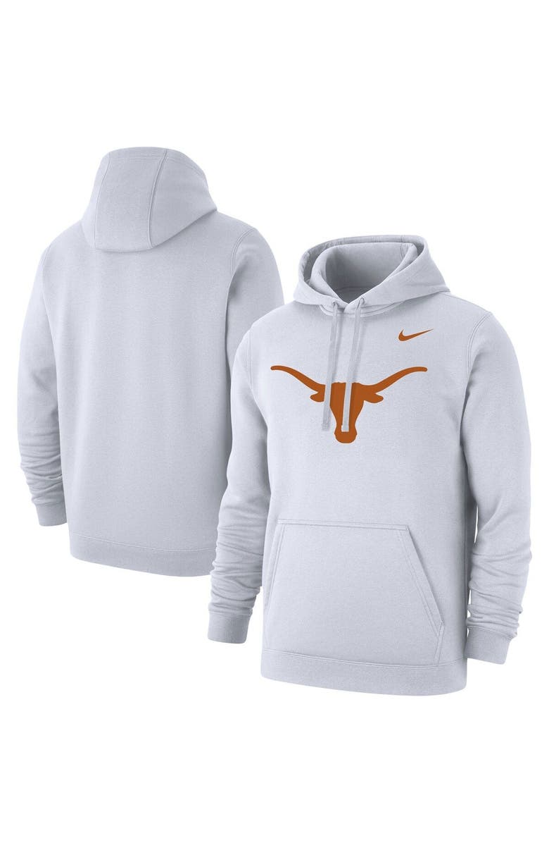 Nike Men's Nike White Texas Longhorns Logo Club Pullover Hoodie, Main, color, 