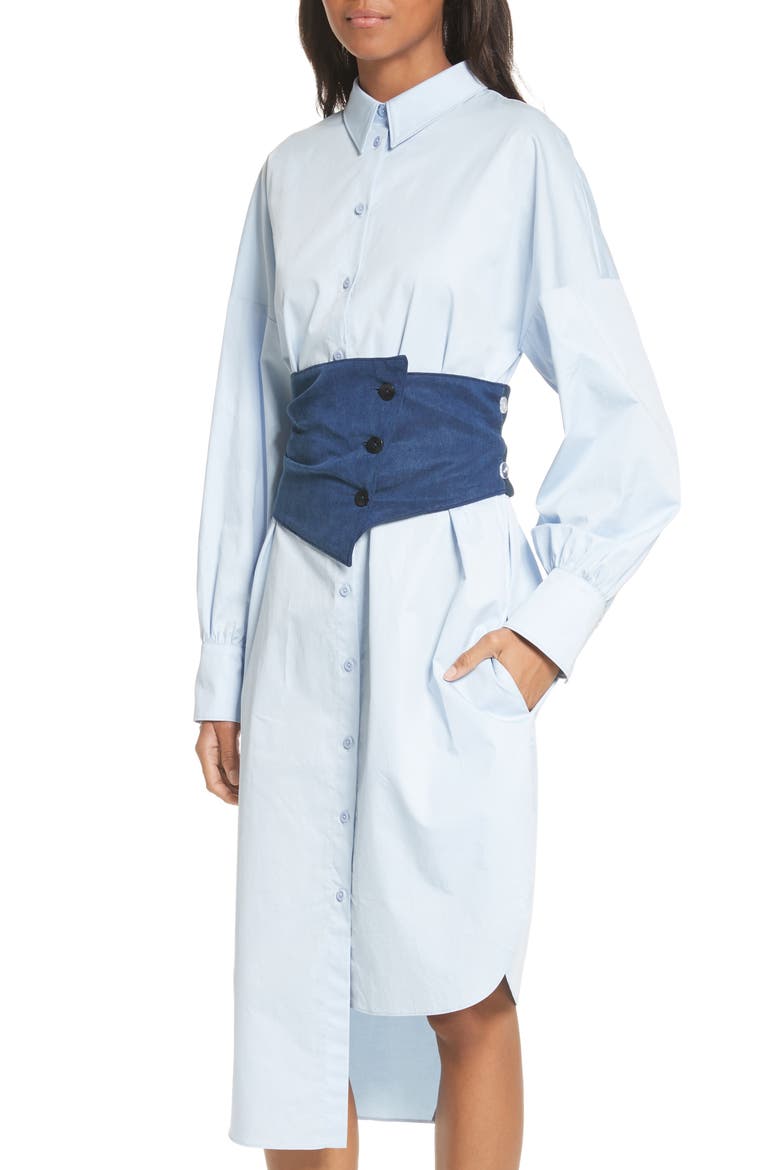 Asymmetrical Cotton Shirtdress, Alternate, color, BLUE MULTI