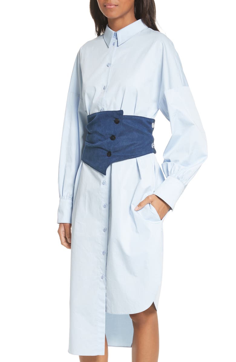 Tibi Asymmetrical Cotton Shirtdress, Alternate, color, 