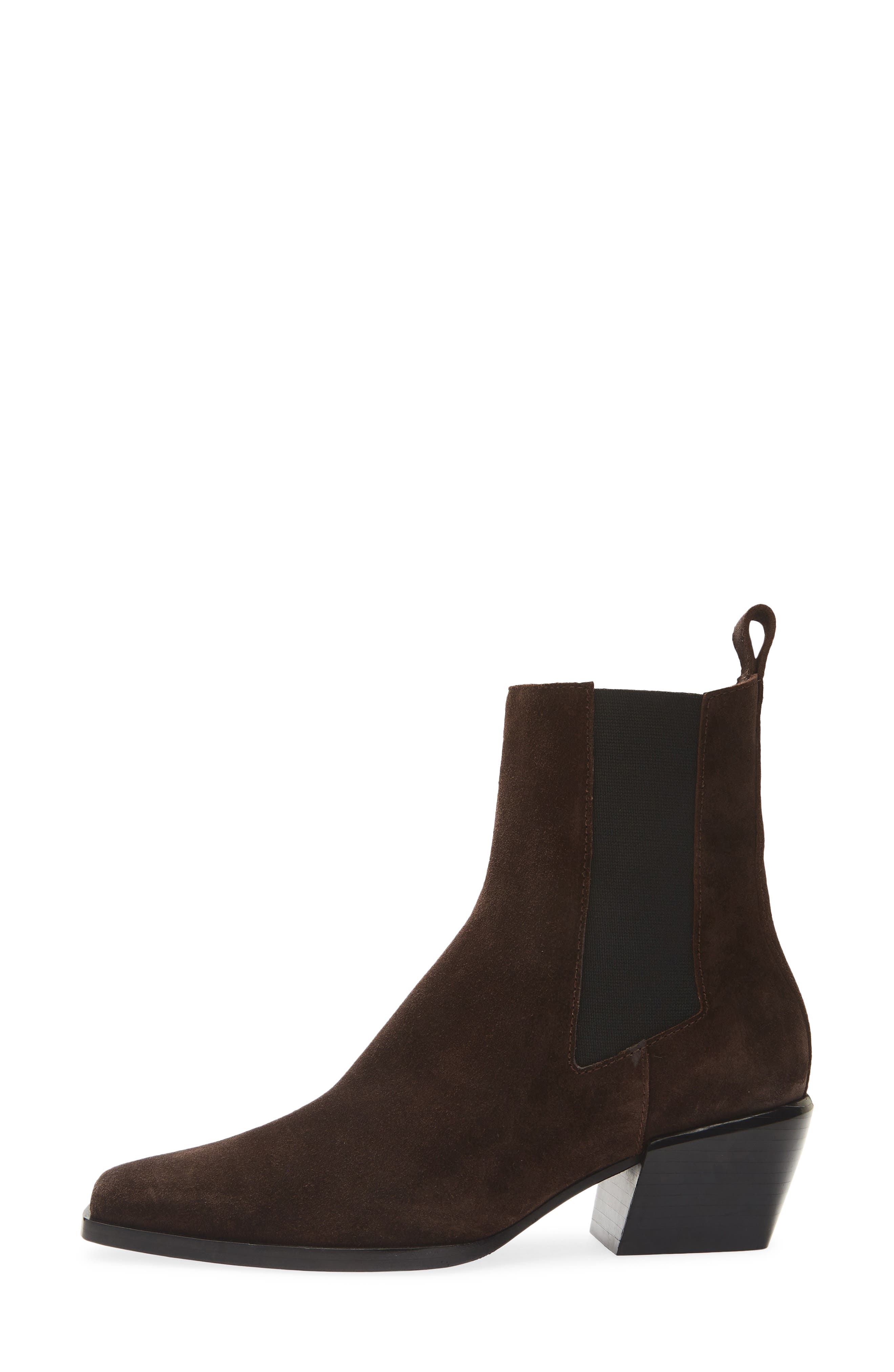 Joni Chelsea Bootie, Alternate, color, DARK CHOCOLATE SUEDE