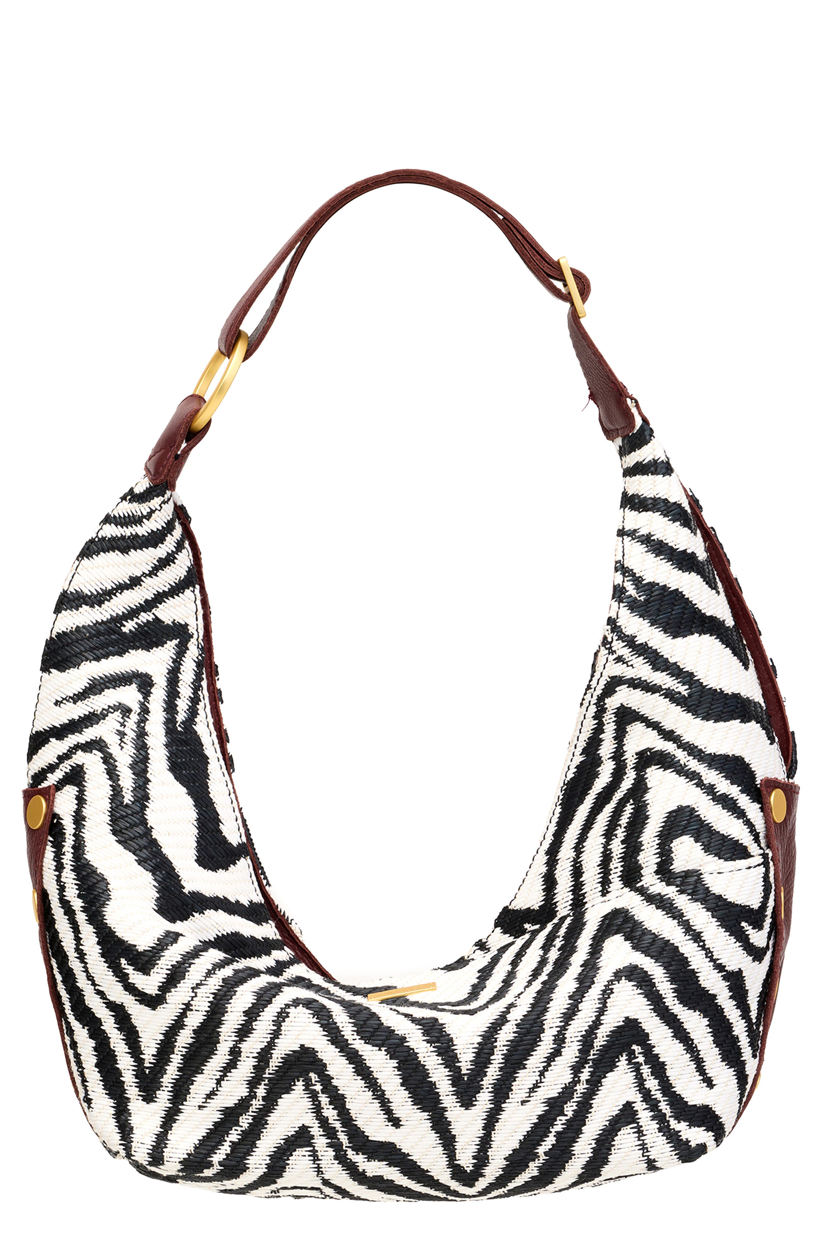 HAMMITT Tom Zip Medium Hobo Bag, Main, color, Zebra/ Brushed Gold
