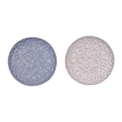 Sea Star Embossed Coastal Serving Plates Assortment of 2