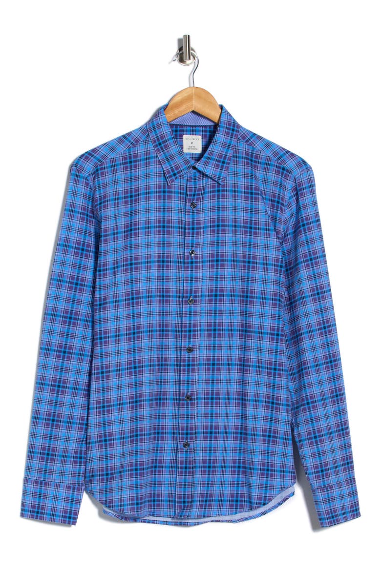 Slim Fit Plaid Button-Up Shirt, Alternate, color, BLUE PURPLE