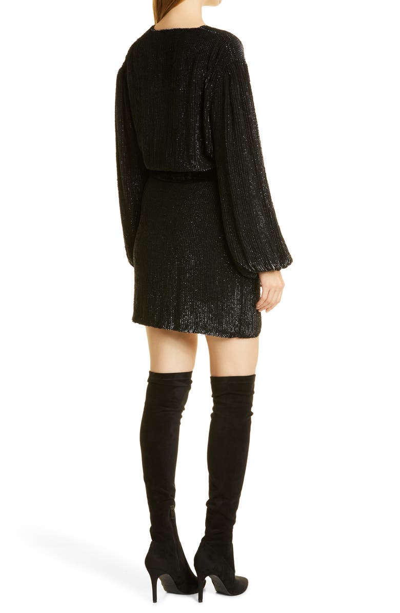 Retrofête Gabrielle Metallic Long Sleeve Wrap Dress, Alternate, color, 