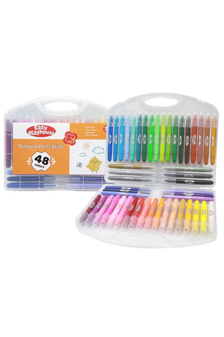 Tempera Paint Sticks 48 Pack, Vibrant Color Set, Nontoxic, Main, color, Multicolored