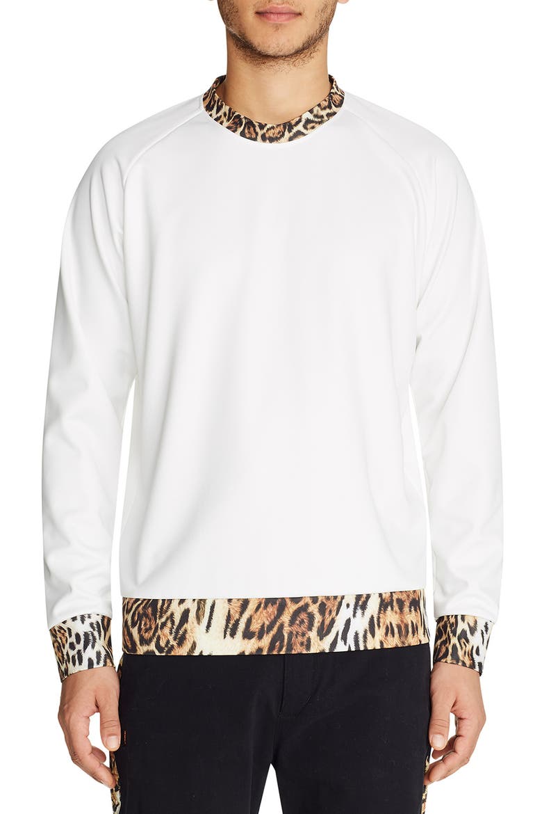 Leopard Trim Print Crew Neck Sweatshirt (Men) | Nordstromrack