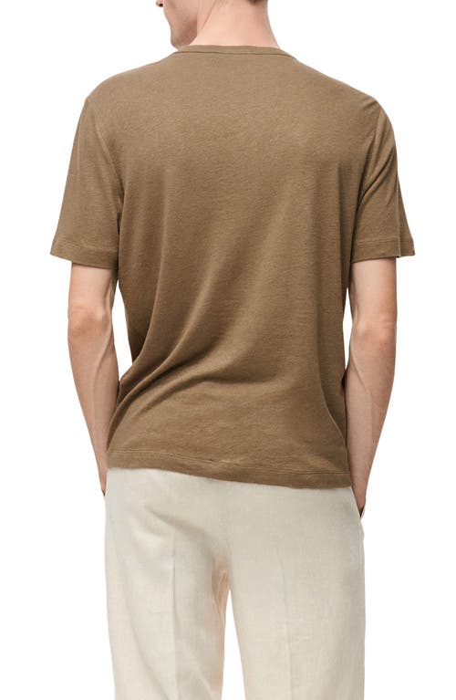 Mango Linen Blend T-shirt In Khaki