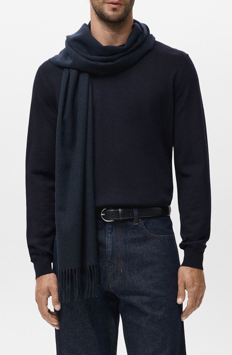 MANGO Crewneck Wool Sweater, Main, color, Navy