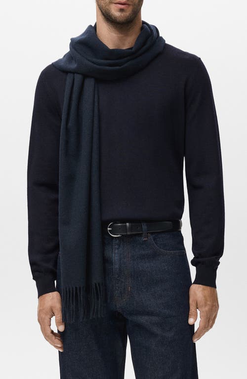 Mango Crewneck Wool Sweater In Blue