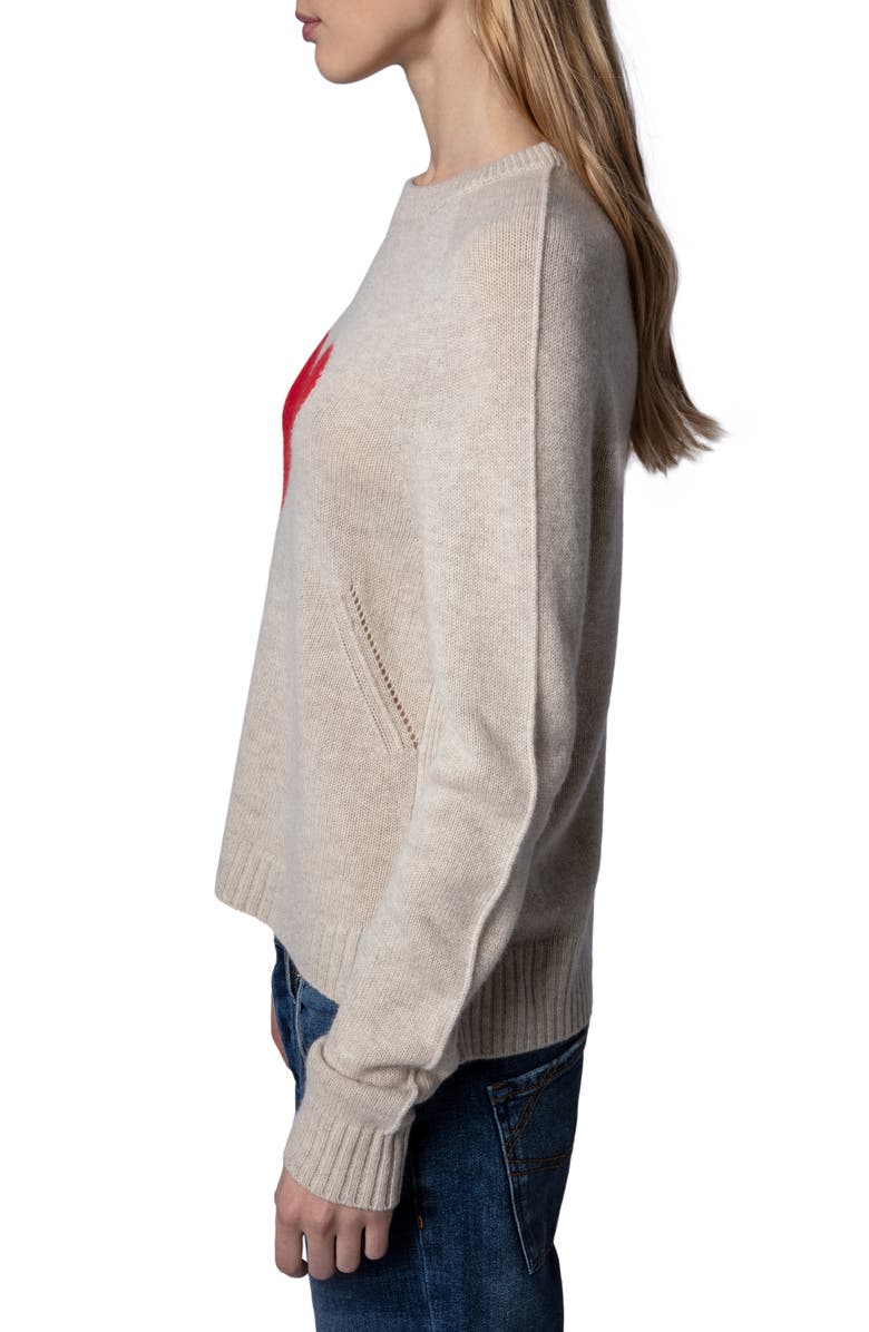 Zadig & Voltaire Lili Heart Cashmere Sweater, Alternate, color, 