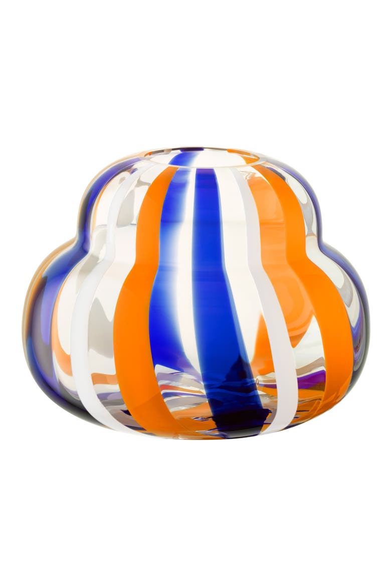 Folk Glass Vase, Main, color, BLUE/ ORANGE