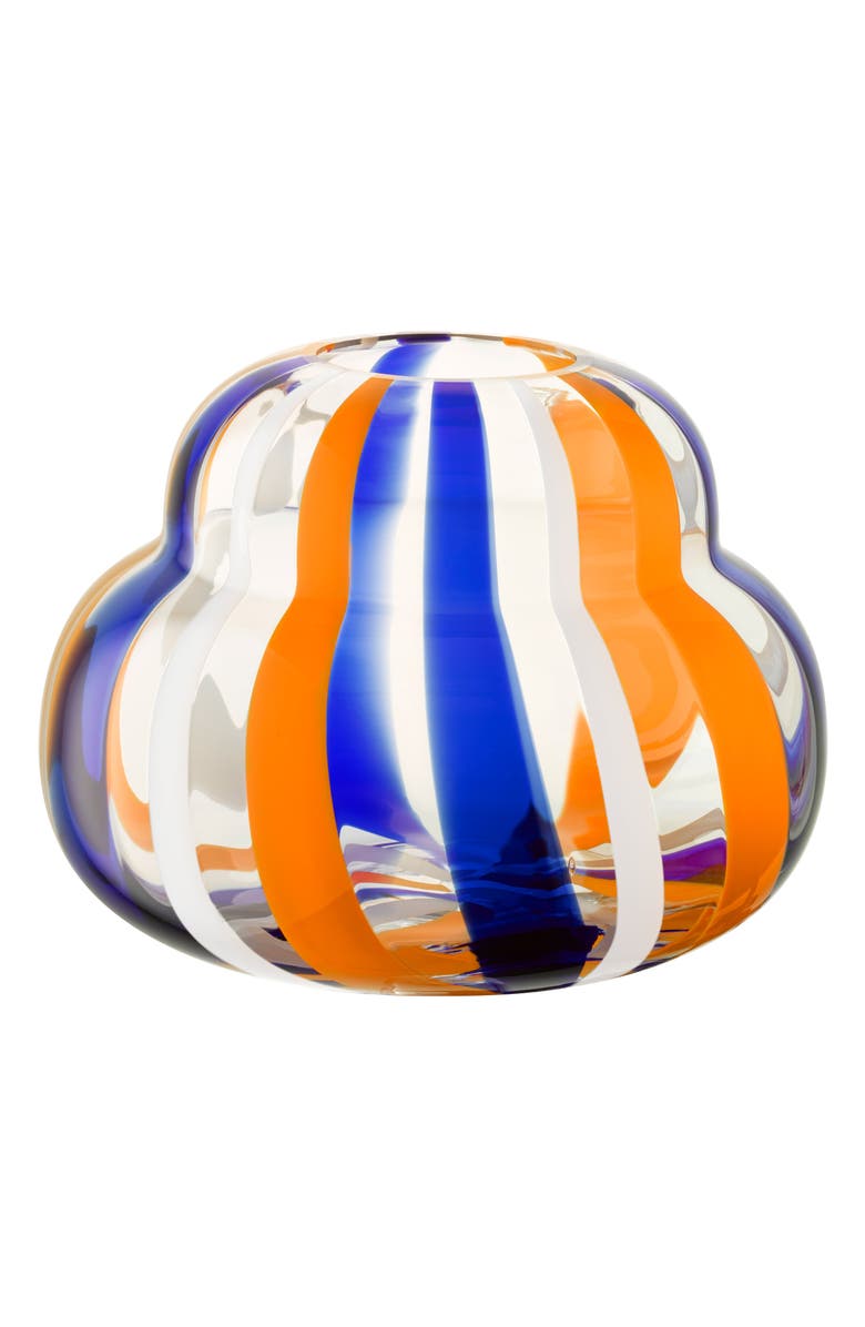LSA Folk Glass Vase, Main, color, Blue/ Orange