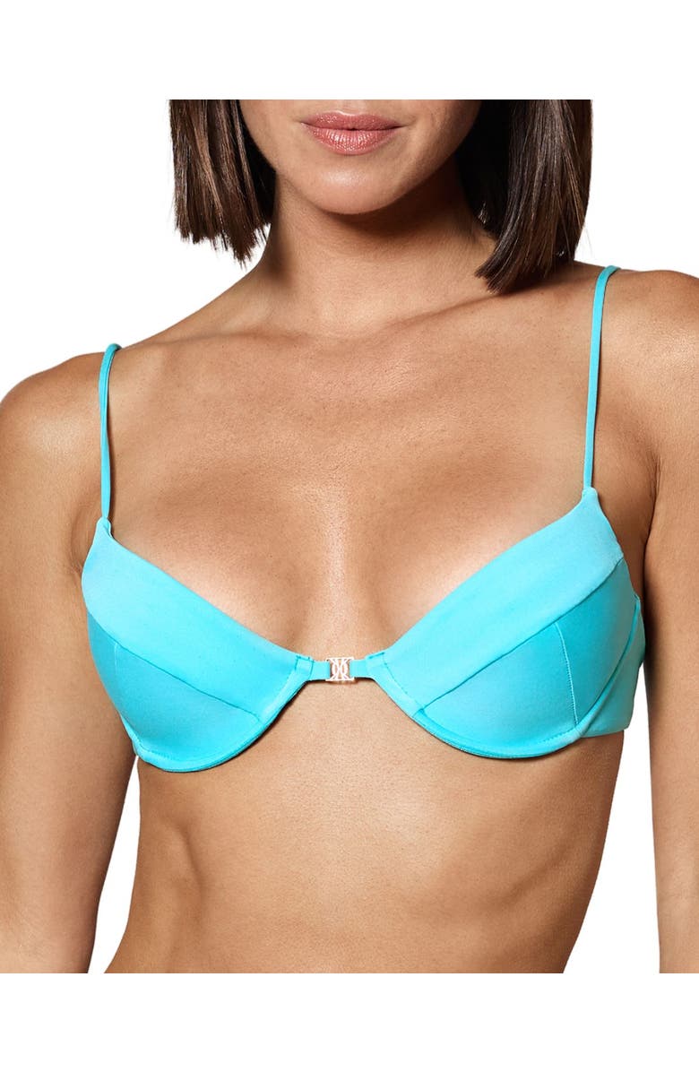Kiki de Montparnasse Lace-Up Demi Bikini Top, Main, color, Ciel