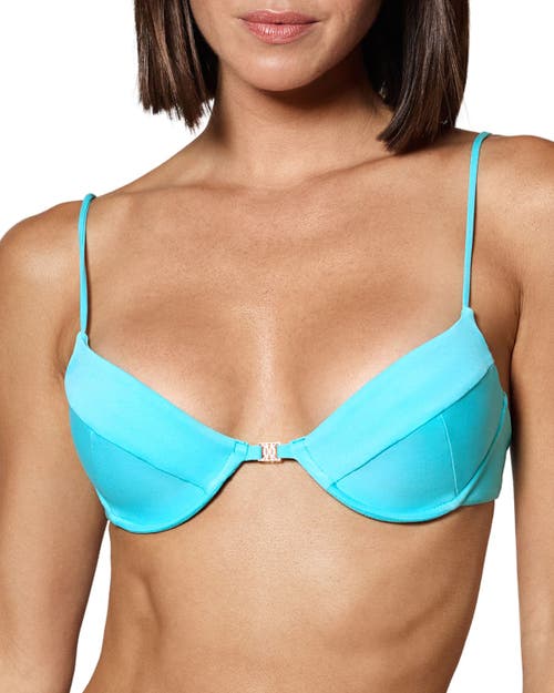 Kiki de Montparnasse Lace-Up Demi Bikini Top in Ciel at Nordstrom, Size Medium
