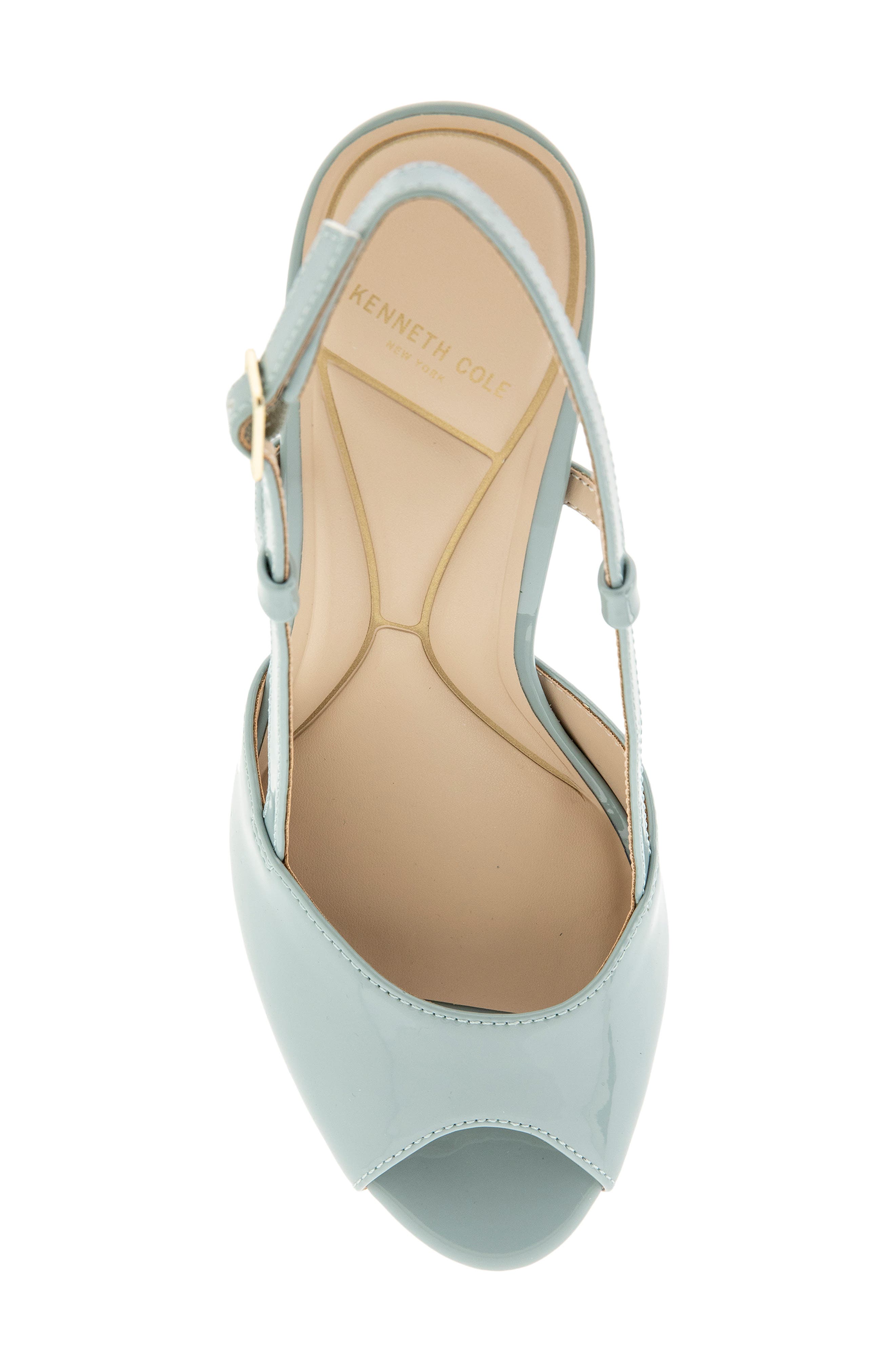 Londyn Slingback Peep Toe Sandal, Alternate, color, ICE BLUE PATENT