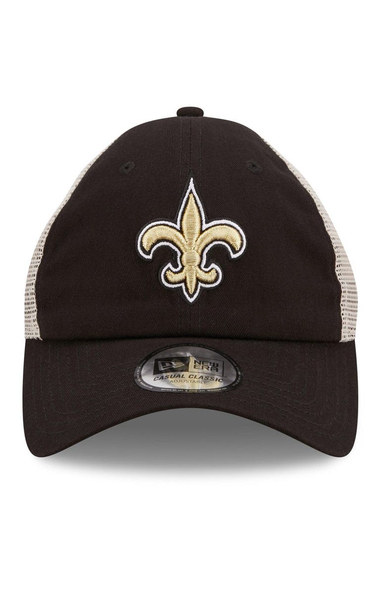 New Era Men's New Era Black/White New Orleans Saints Flag 9TWENTY Trucker Snapback Hat, Alternate, color,