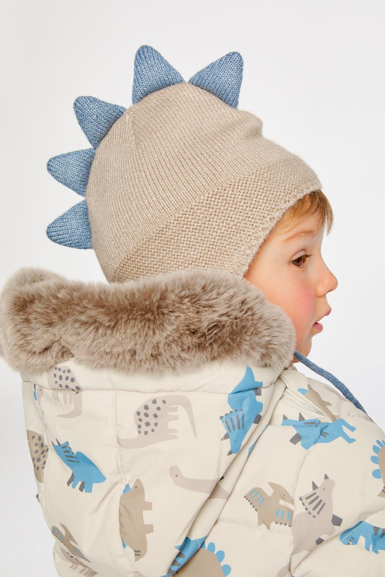 Dino Spiked Ear Flap Peruvian Knit Hat, Alternate, color, Light Taupe