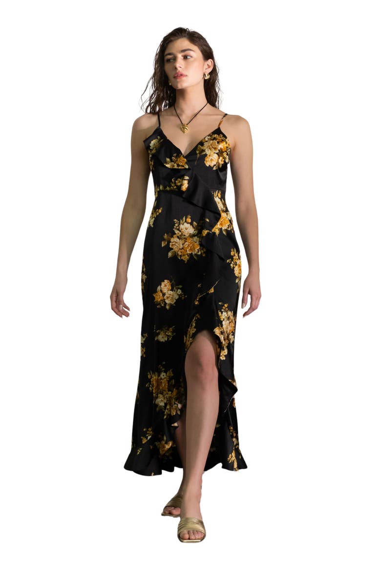 Floral Maxi Dress, Alternate, color, BLACK MULTI