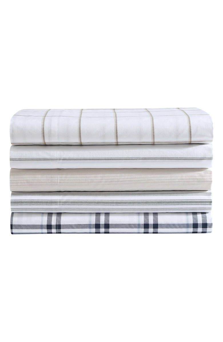 Nautica Ryan Cove Plaid 200-Thread Count Cotton Percale Sheet Set, Alternate, color, Dark Blue