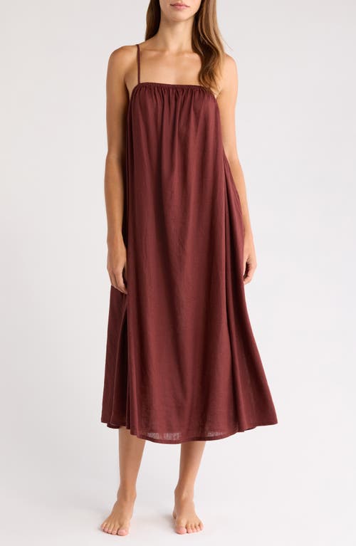 Nordstrom Vacation Linen Blend Nightgown In Burgundy