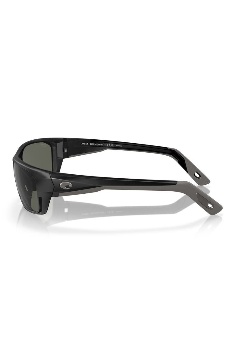 57mm Polarized Rectangular Sunglasses, Alternate, color, MATTE BLACK/ GRAY 580G