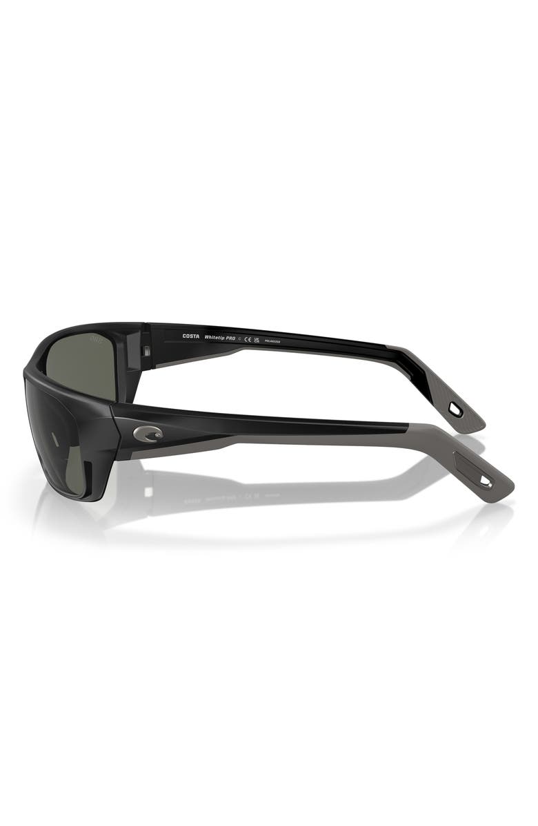 Costa Del Mar 57mm Polarized Rectangular Sunglasses, Alternate, color, Matte Black/ Gray 580G