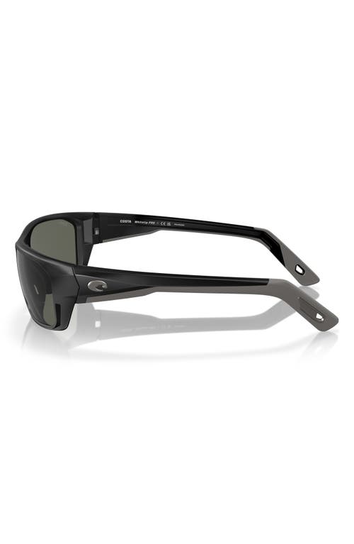 Costa Del Mar 57mm Polarized Rectangular Sunglasses In Matte Black/gray 580g