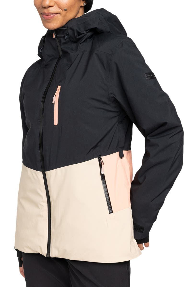 Roxy Peakside Waterproof Hooded Snow Jacket, Main, color,