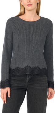 Halogen® Lace Trim Sweater