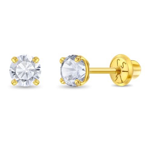 14k Pronged Simulated Birthstone Earrings