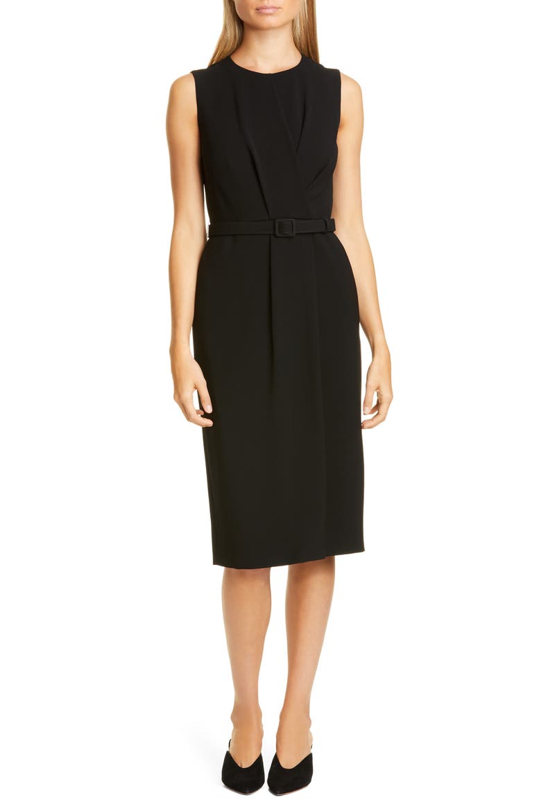Jude Belted Sheath Dress, Main, color, BLACK