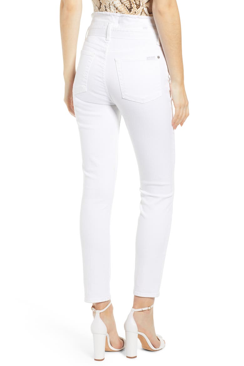 7 For All Mankind® Paperbag Waist Jeans, Alternate, color, WHITE RUNWAY DENIM