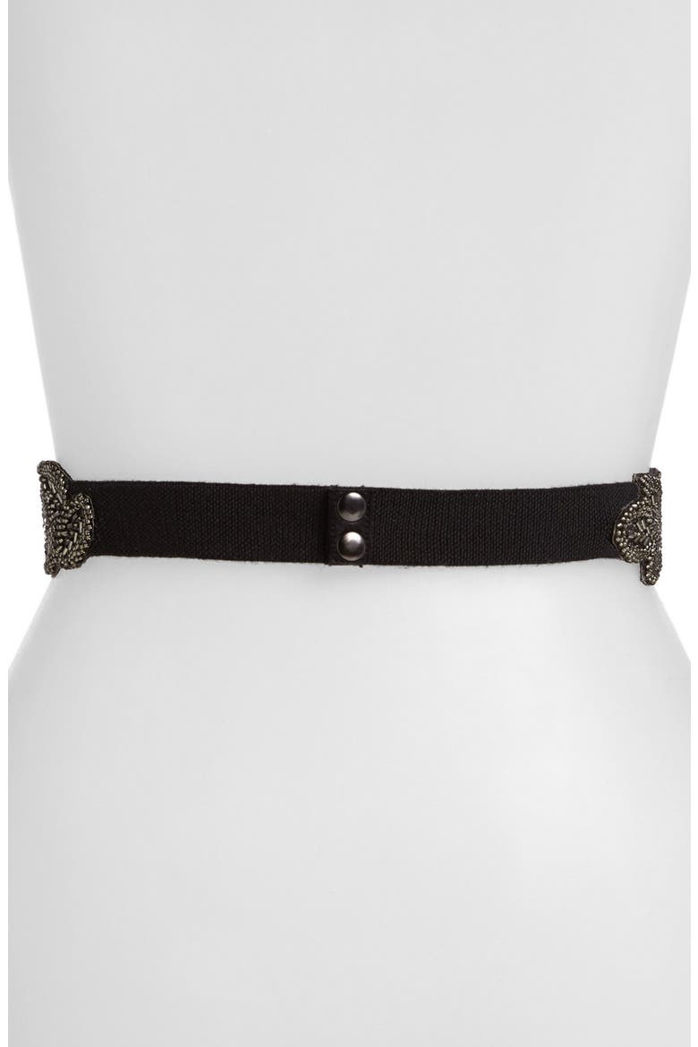 Hinge® Beaded Leaves Belt, Alternate, color, PEWTER