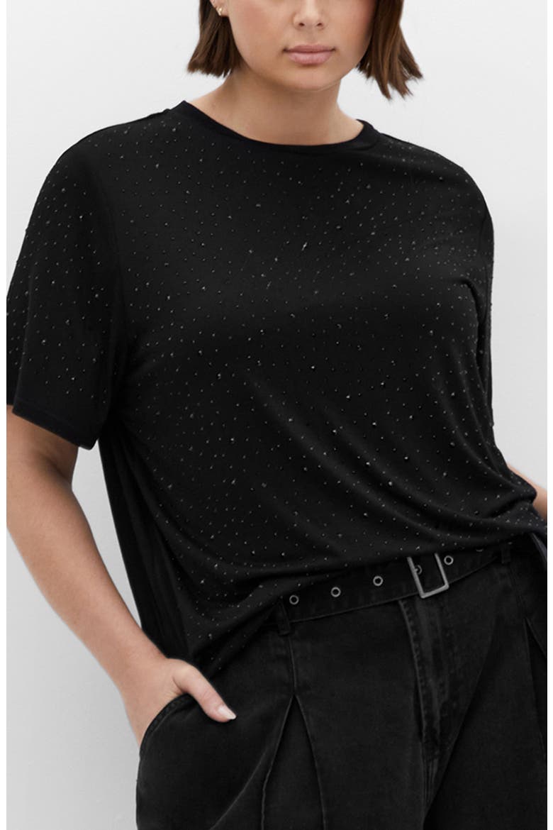 Blinged Up Embellished T-Shirt, Main, color, BLACK