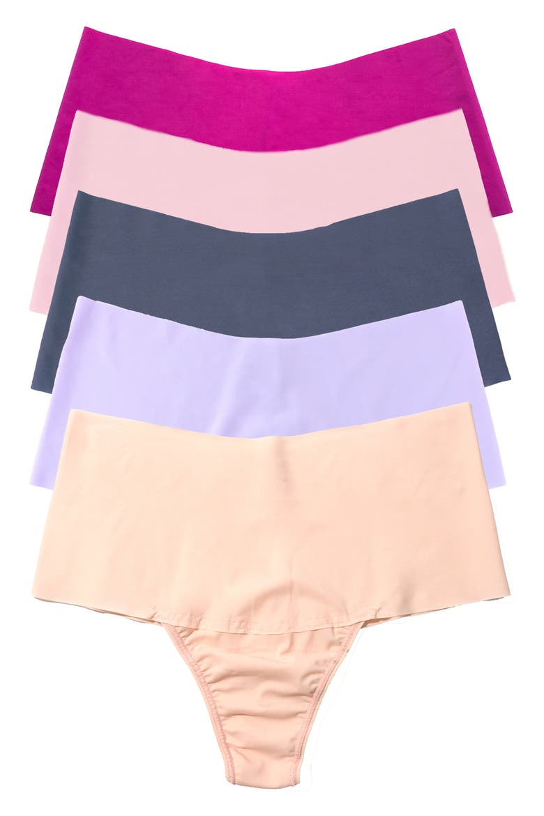 Breathe 5-Pack High Waist Thongs, Main, color, BLISS/WISTRA/FUSCHIA/SWNT/GRAN
