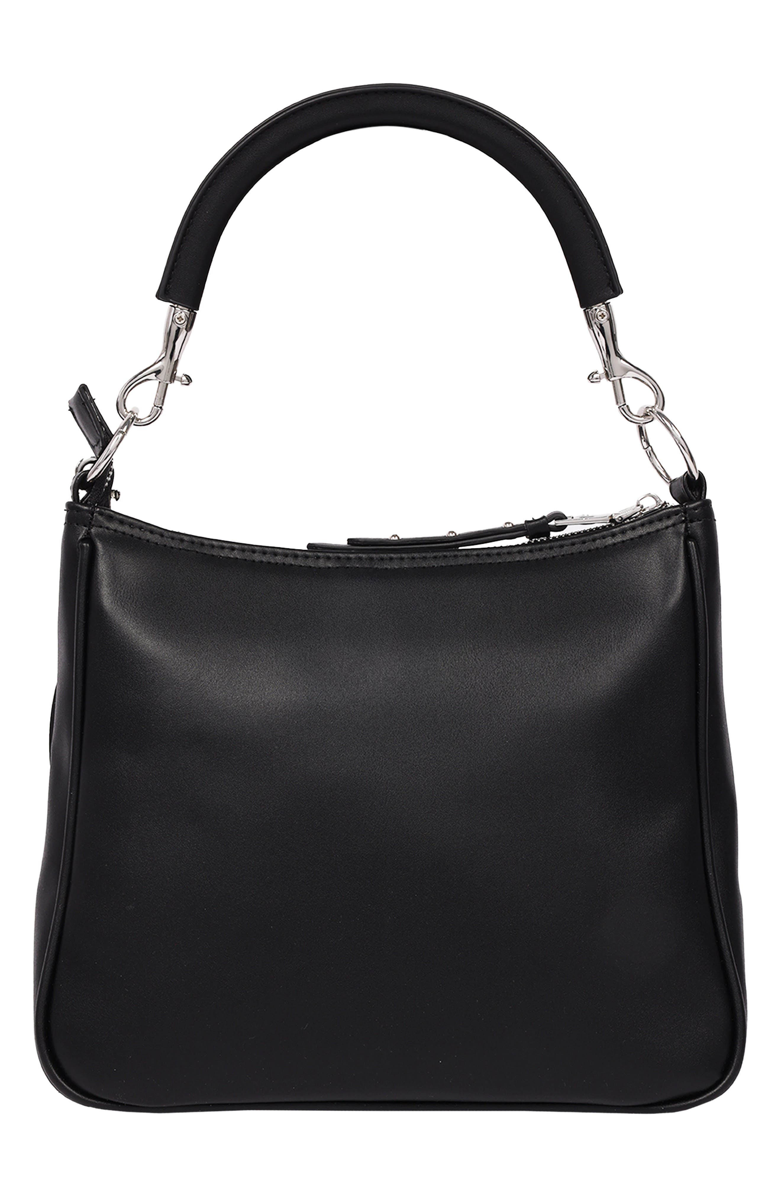 Moto Faux Leather Hobo, Alternate, color, BLACK