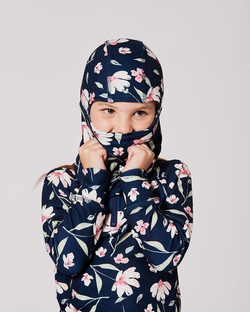 Deux Par Deux Brushed Jersey Balaclava Flower In Blue