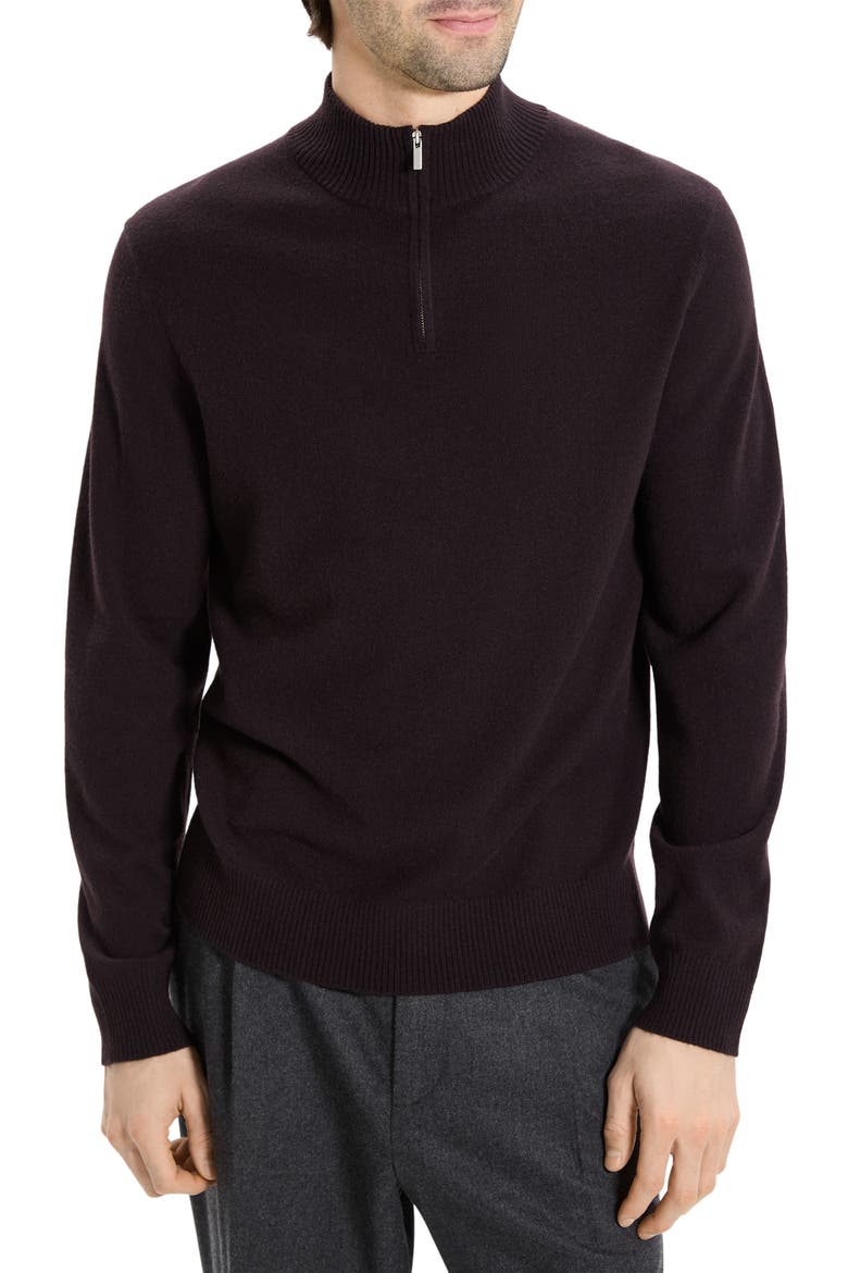 Hilles Quarter Zip Cashmere Sweater, Main, color, DEEP EGGPLANT