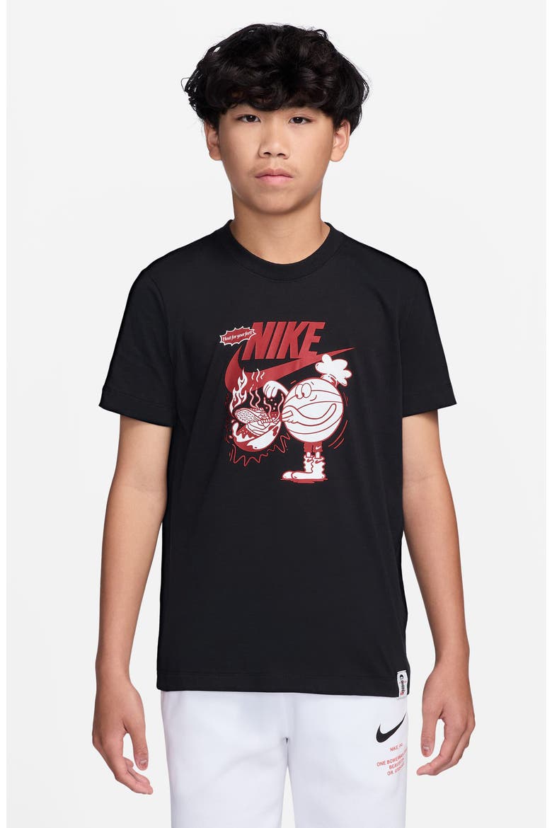 Kids' Sportswear Sole Food Cotton Graphic T-Shirt, Main, color, BLACK