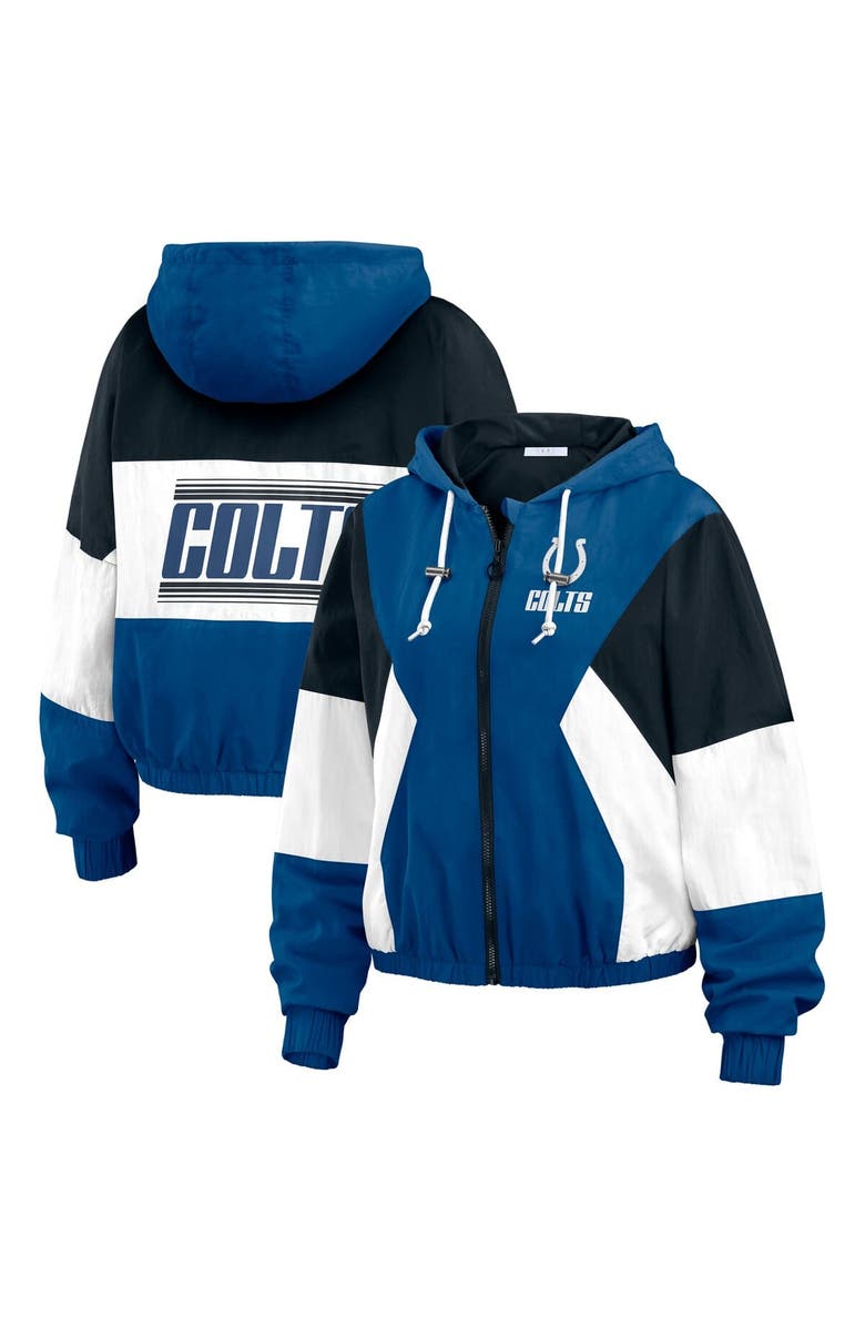 WEAR by Erin Andrews Women's WEAR by Erin Andrews Blue Indianapolis Colts Plus Size Color Block Full-Zip Windbreaker Jacket, Main, color, 