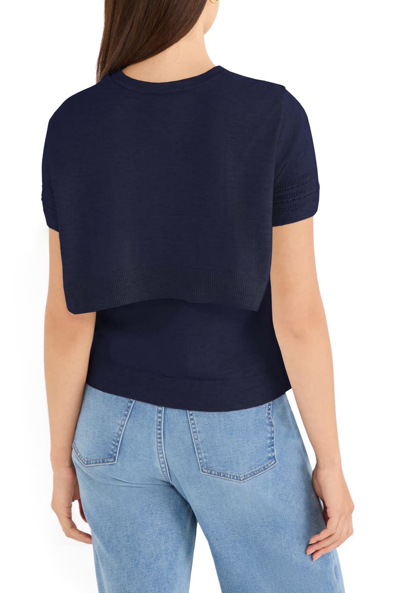 Piazza Layered Look Sweater, Alternate, color, DARK INDIGO