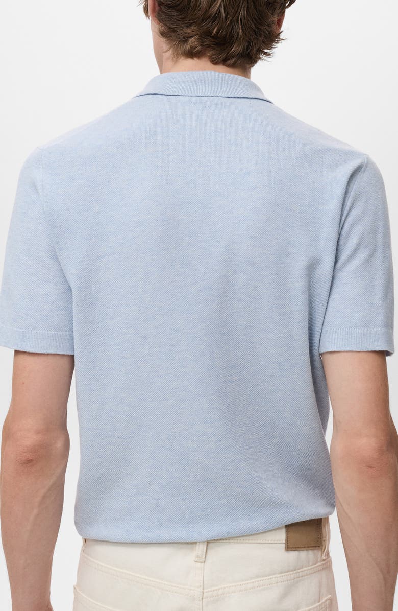 MANGO Slim Fit Knit Polo, Alternate, color, Aqua Blue