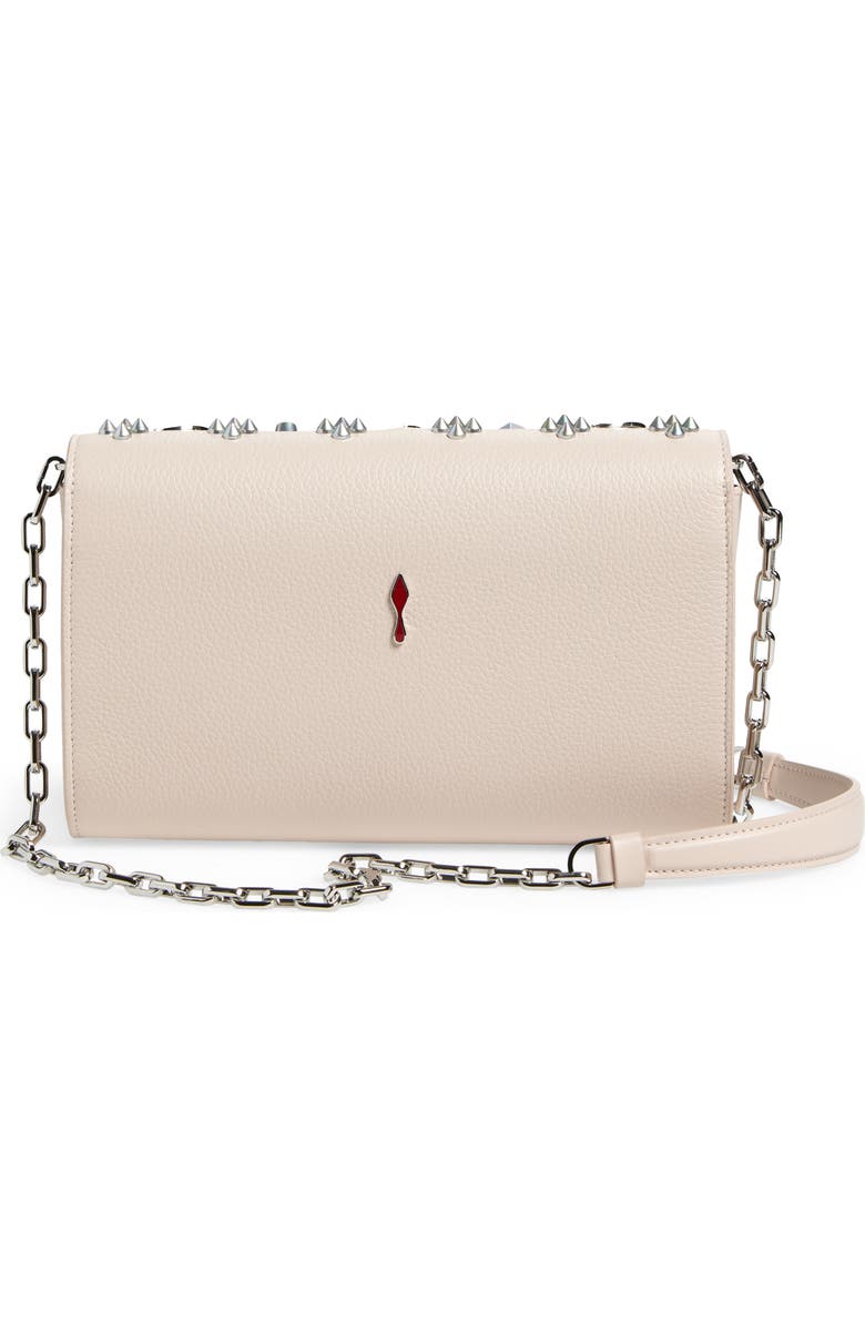 Christian Louboutin Paloma Studded Leather Clutch, Alternate, color, F609 Leche/ Multi