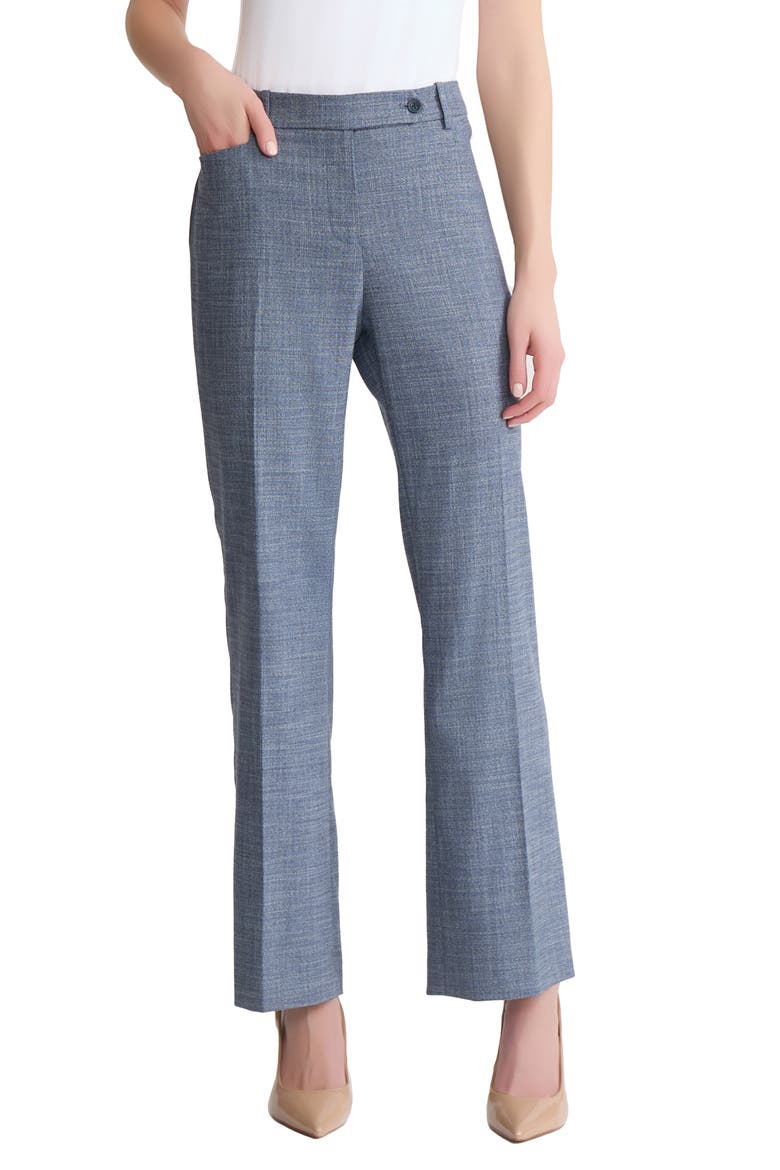 Flat Front High Waist Pants, Main, color, MID INDIGO