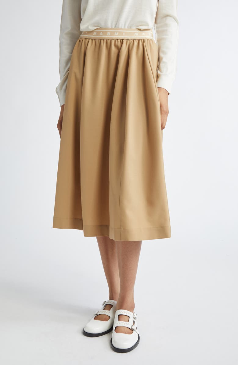 Marni Virgin Wool Midi Skirt, Main, color, 