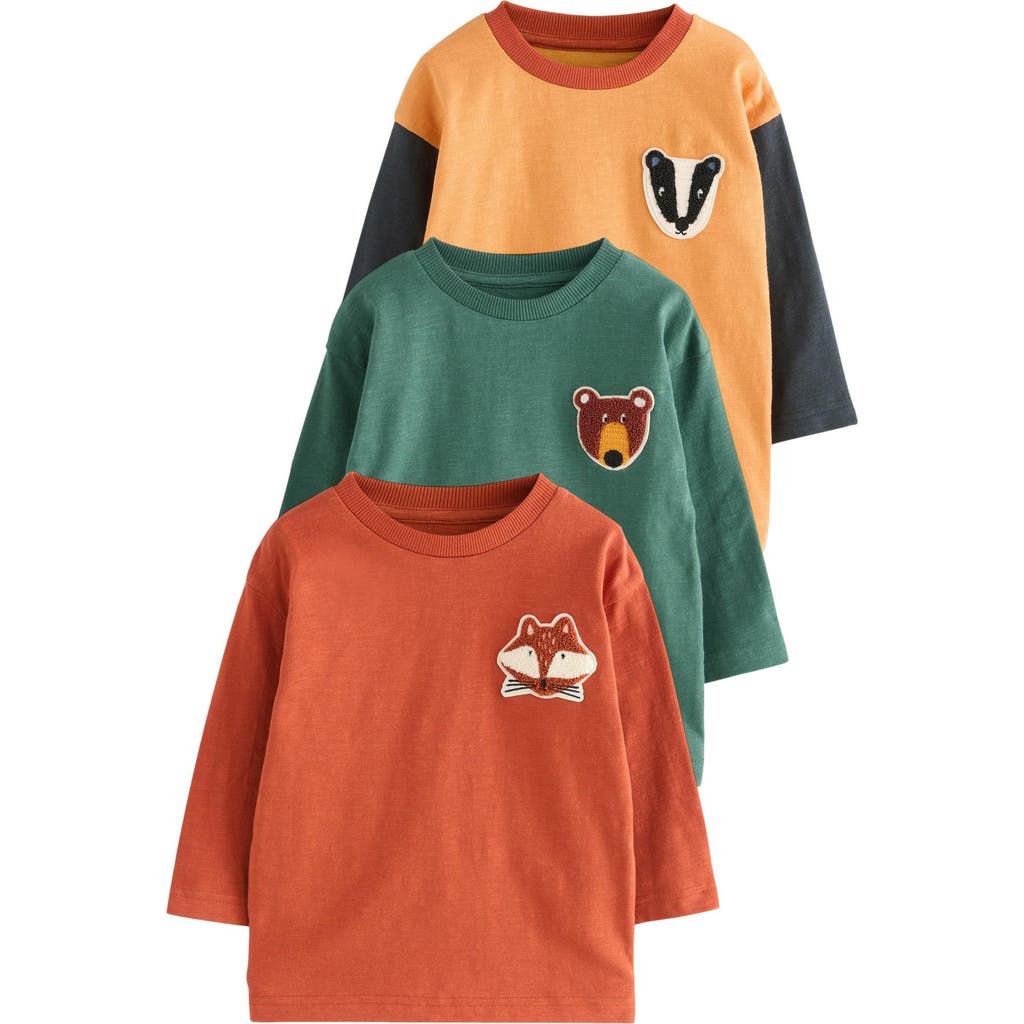 Next Kids' 3-pack Long Sleeve Cotton T-shirts Set In Multi