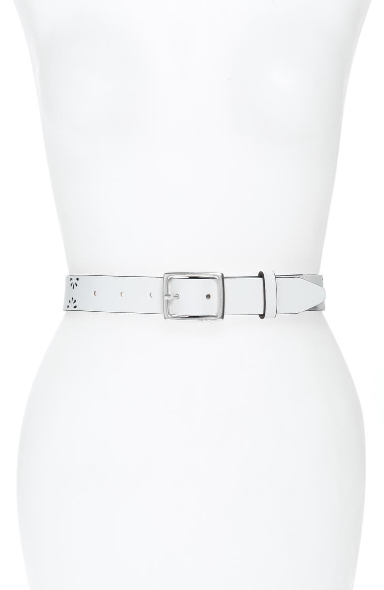 rag & bone Boyfriend Floral Leather Belt, Main, color, 