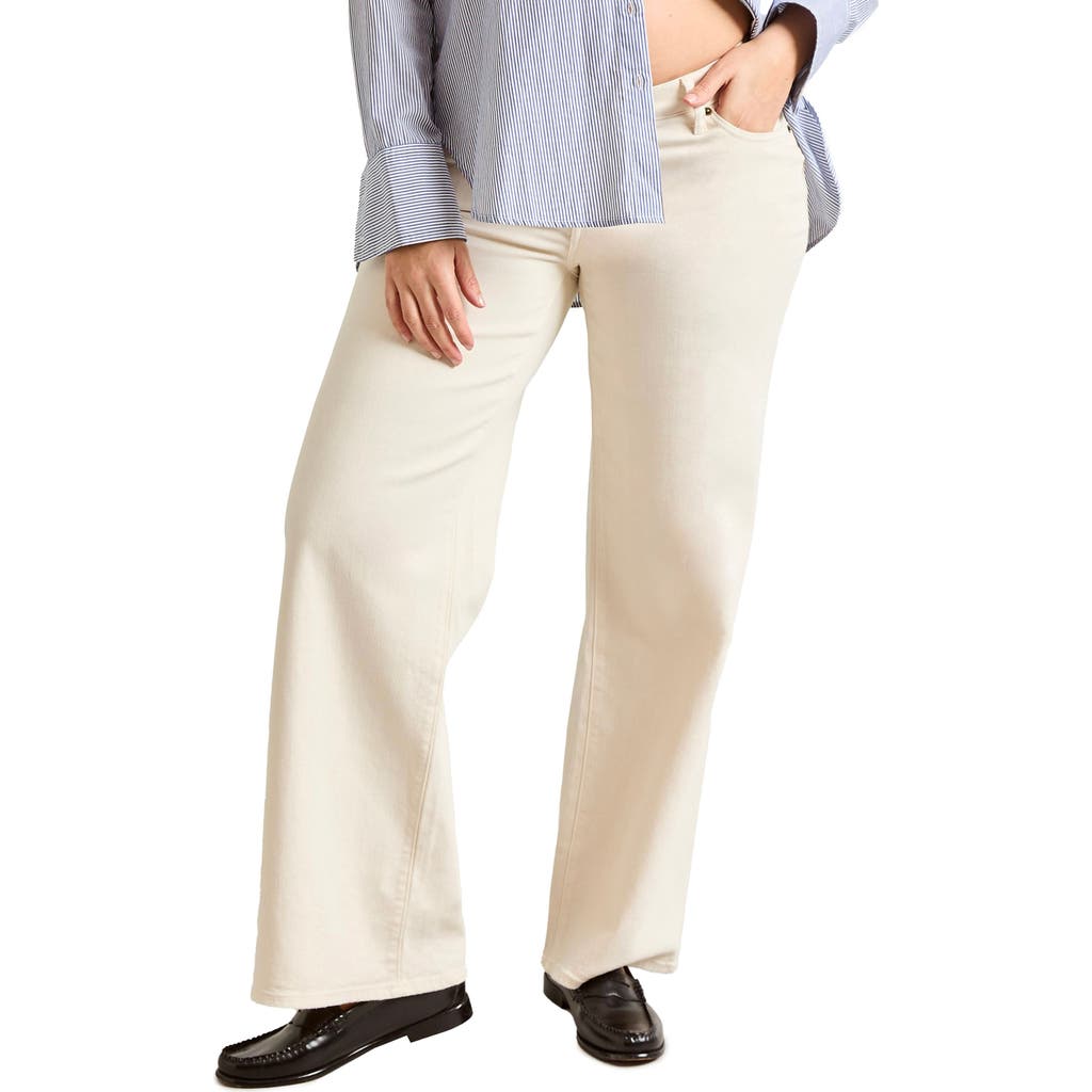 Hatch Collection Under The Bump Relaxed Wide Leg Maternity Jean In Vanilla In White