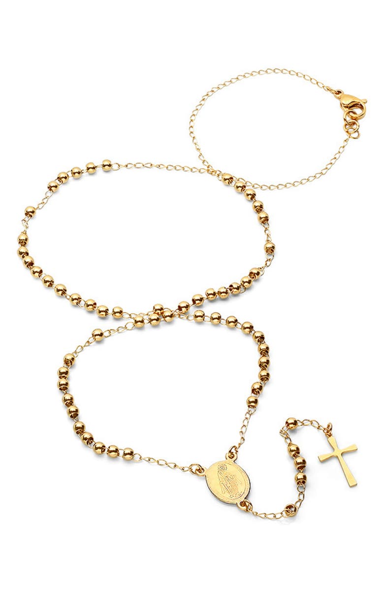 HMY JEWELRY Saint Pendant Rosary Necklace, Main, color, 